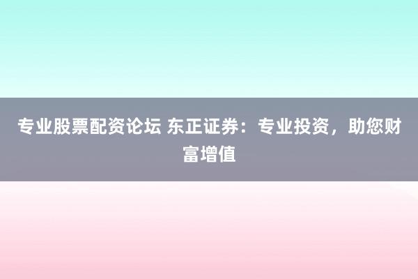 专业股票配资论坛 东正证券：专业投资，助您财富增值