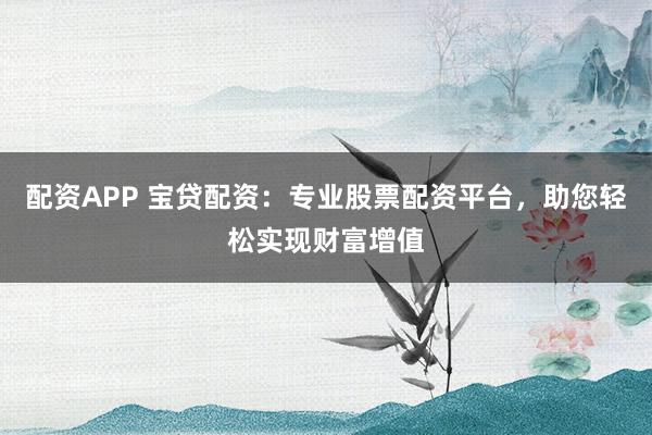 配资APP 宝贷配资：专业股票配资平台，助您轻松实现财富增值
