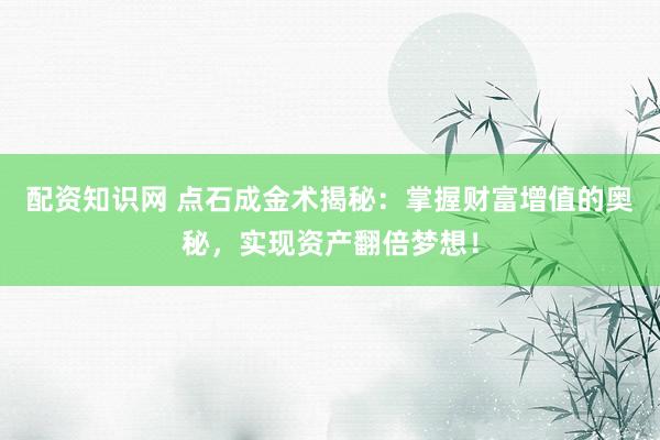 配资知识网 点石成金术揭秘:掌握财富增值的奥秘,实现资产翻倍梦想!