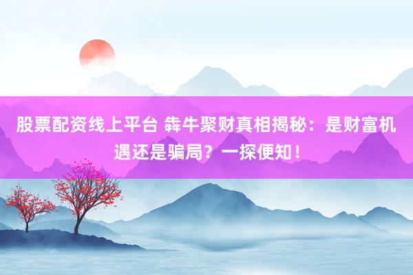 股票配资线上平台 犇牛聚财真相揭秘:是财富机遇还是骗局?一探便知!