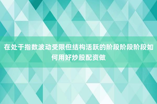 在处于指数波动受限但结构活跃的阶段阶段阶段如何用好炒股配资做