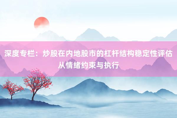 深度专栏：炒股在内地股市的杠杆结构稳定性评估从情绪约束与执行