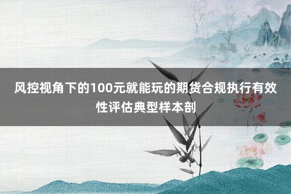风控视角下的100元就能玩的期货合规执行有效性评估典型样本剖