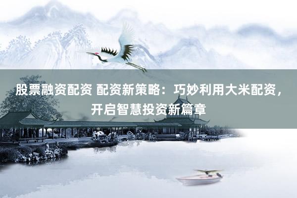 股票融资配资 配资新策略：巧妙利用大米配资，开启智慧投资新篇章