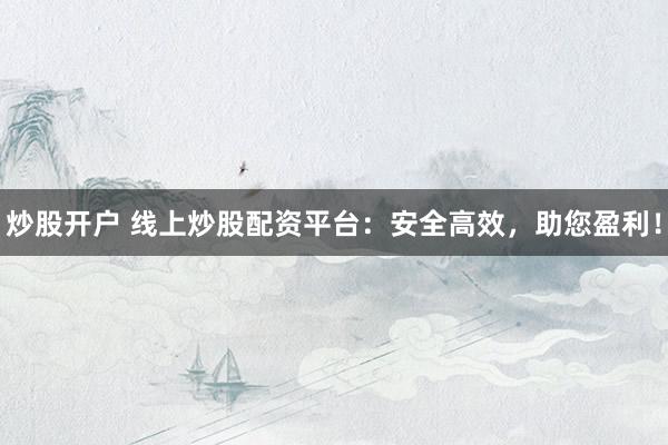 炒股开户 线上炒股配资平台：安全高效，助您盈利！